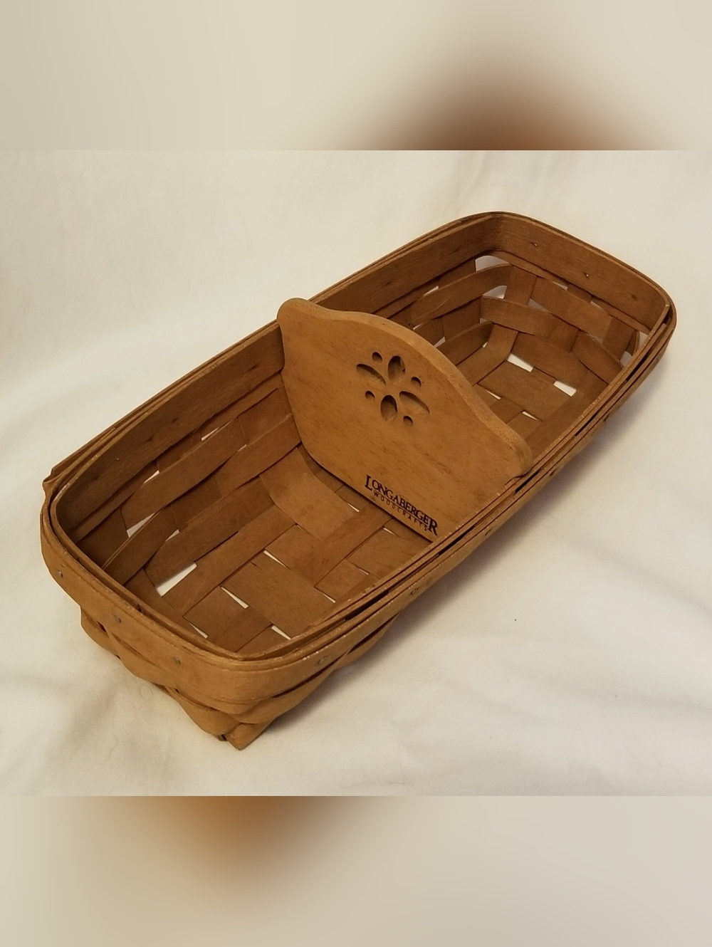 Vintage Longaberger Handwoven Cracker Basket W/ Wood Divider - Like New!!
